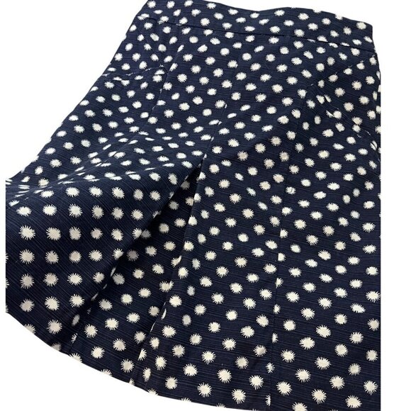 Boden Navy Blue & White A-Line Pleated Mini Skirt Polka Dot Print Size 2 - Picture 6 of 9